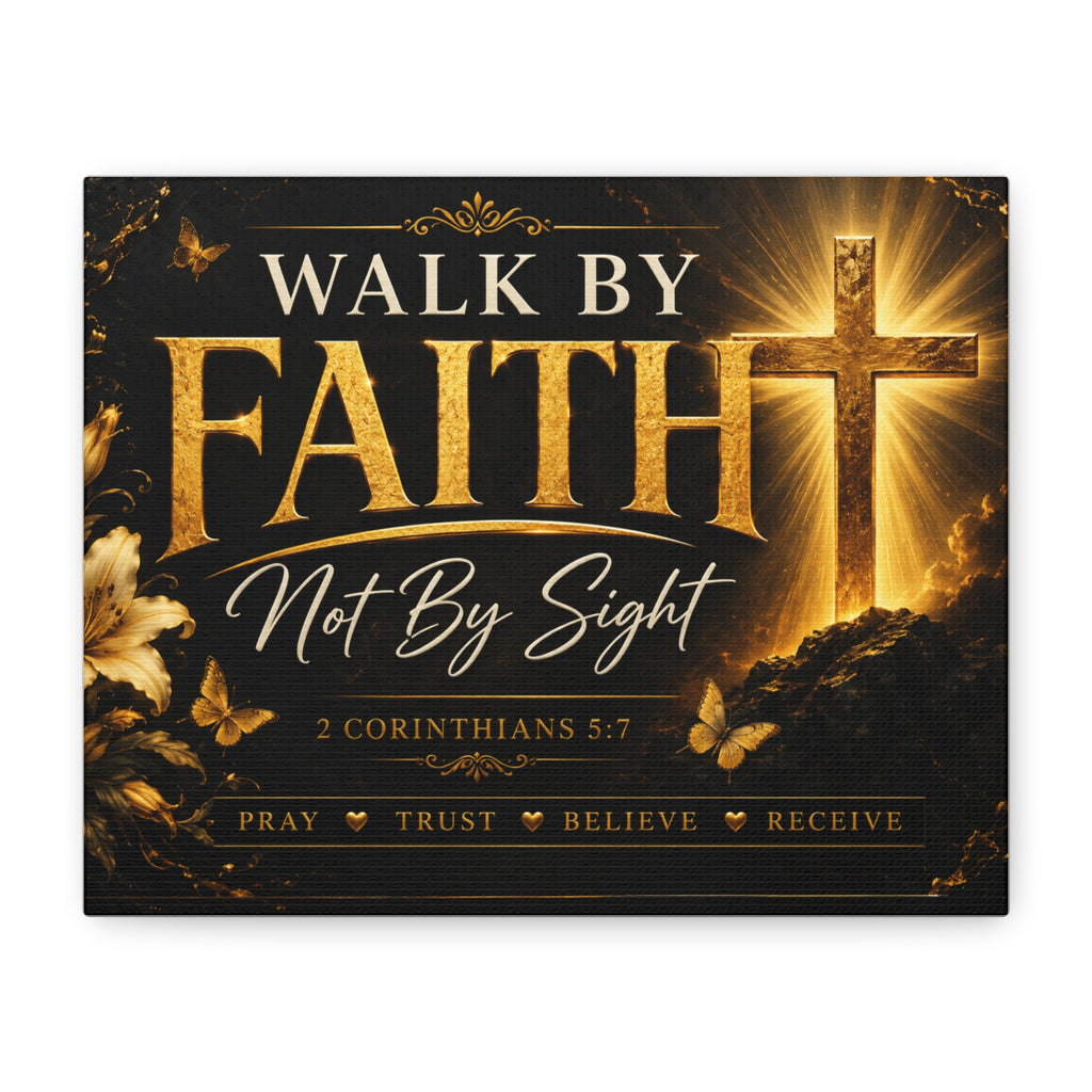Walk by Faith — Not by Sight Christian Canvas Wall Art