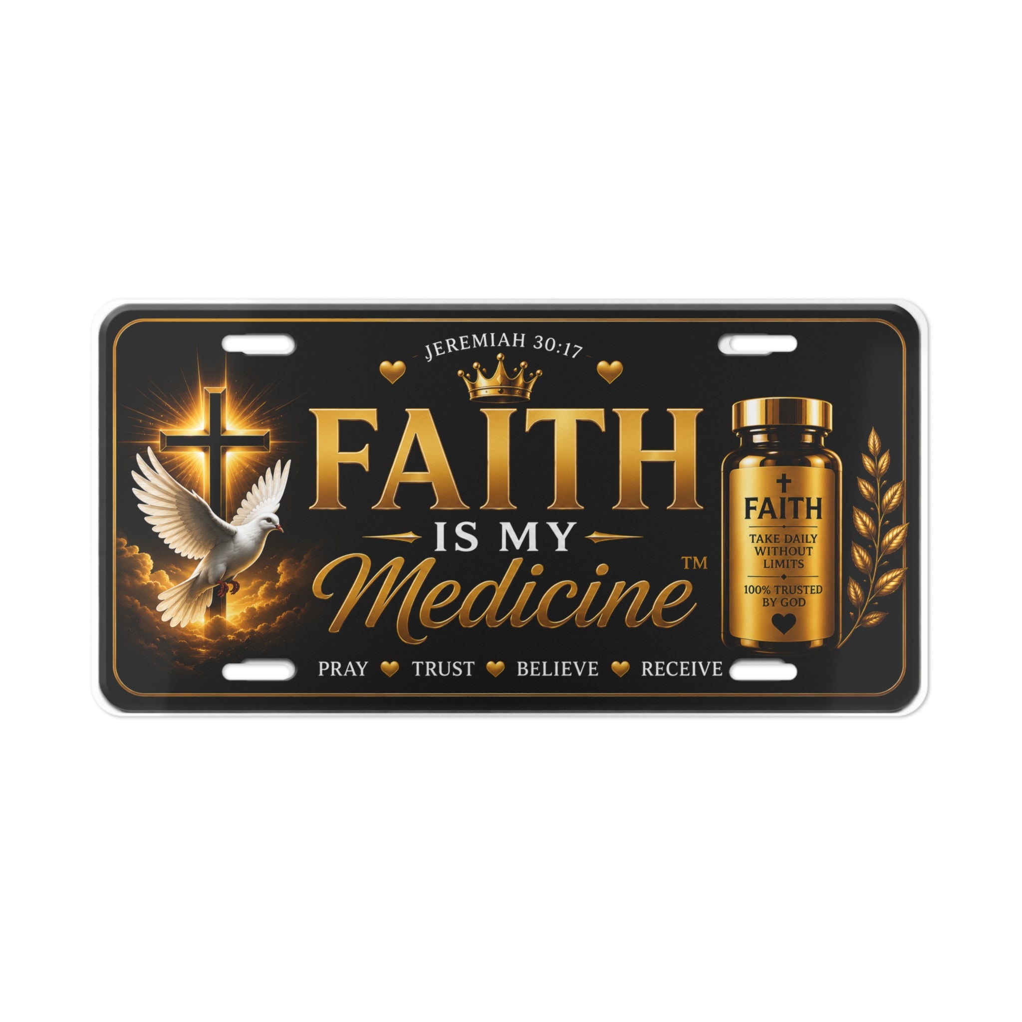 Faith Is My Medicine Vanity Plate — Christian Inspirational License Plate