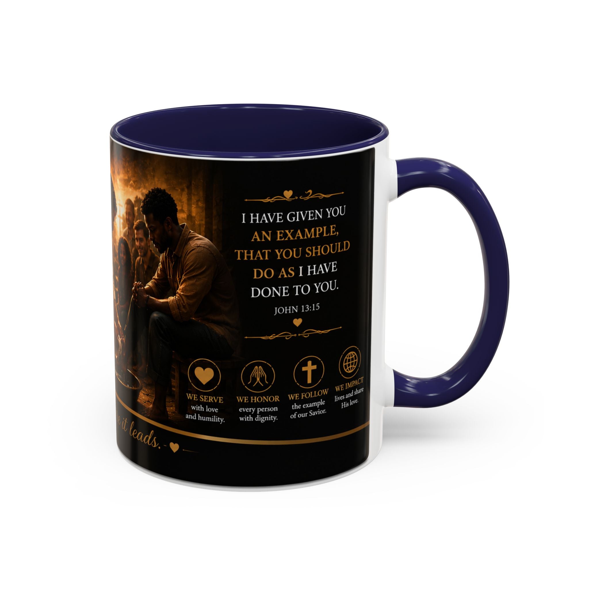 Jesus Washing Feet Coffee Mug — "I Have Given You An Example" Inspirational Christian Accent Mug