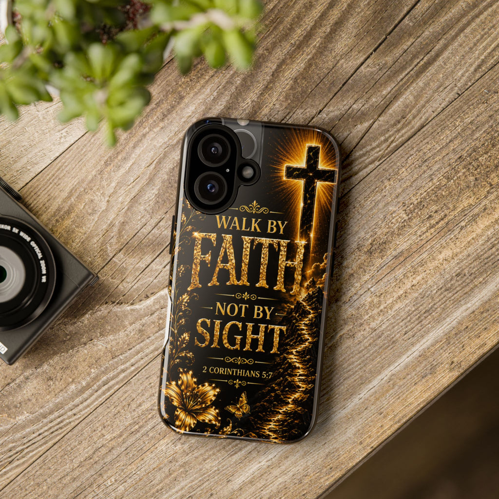 Walk by Faith Christian Phone Case – Inspirational Cross Design