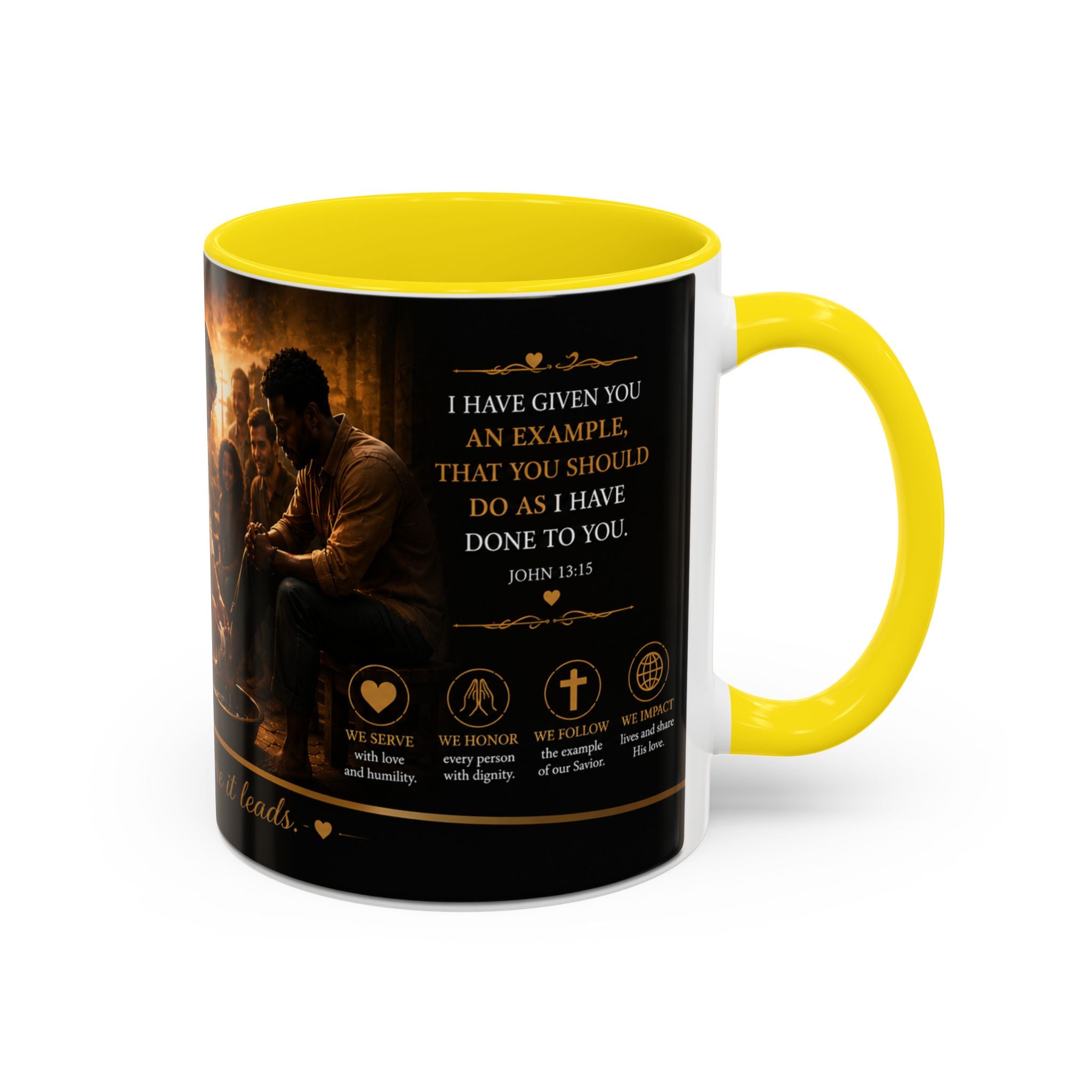Jesus Washing Feet Coffee Mug — "I Have Given You An Example" Inspirational Christian Accent Mug