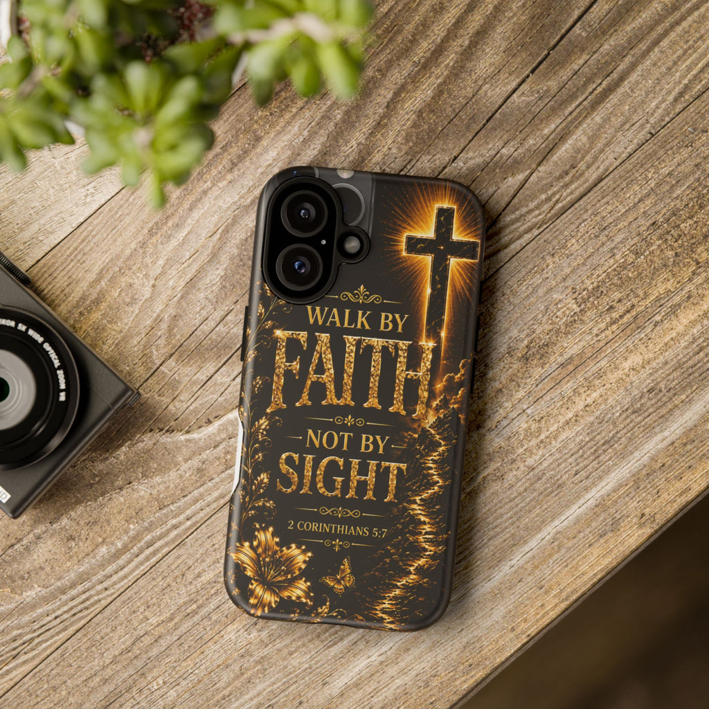 Walk by Faith Christian Phone Case – Inspirational Cross Design