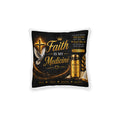 Faith Is My Medicine Square Pillow — Inspirational Christian Home Decor (Jeremiah 30:17)