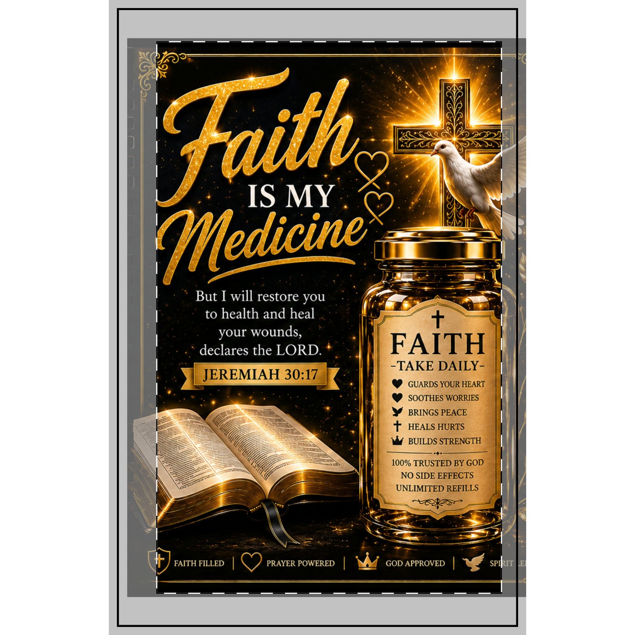 Faith Is My Medicine Spiral Notebook - Dotted Christian Journal with Jeremiah 30:17 Design