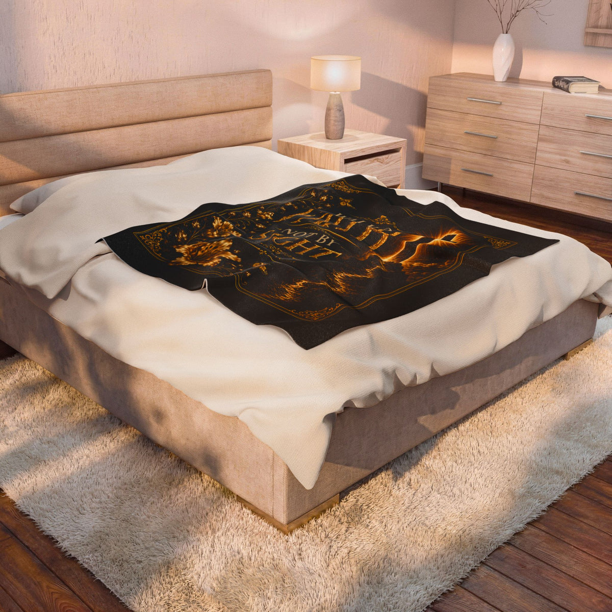 Walk by Faith Christian Plush Blanket – 2 Corinthians 5:7 Inspirational Faith Throw