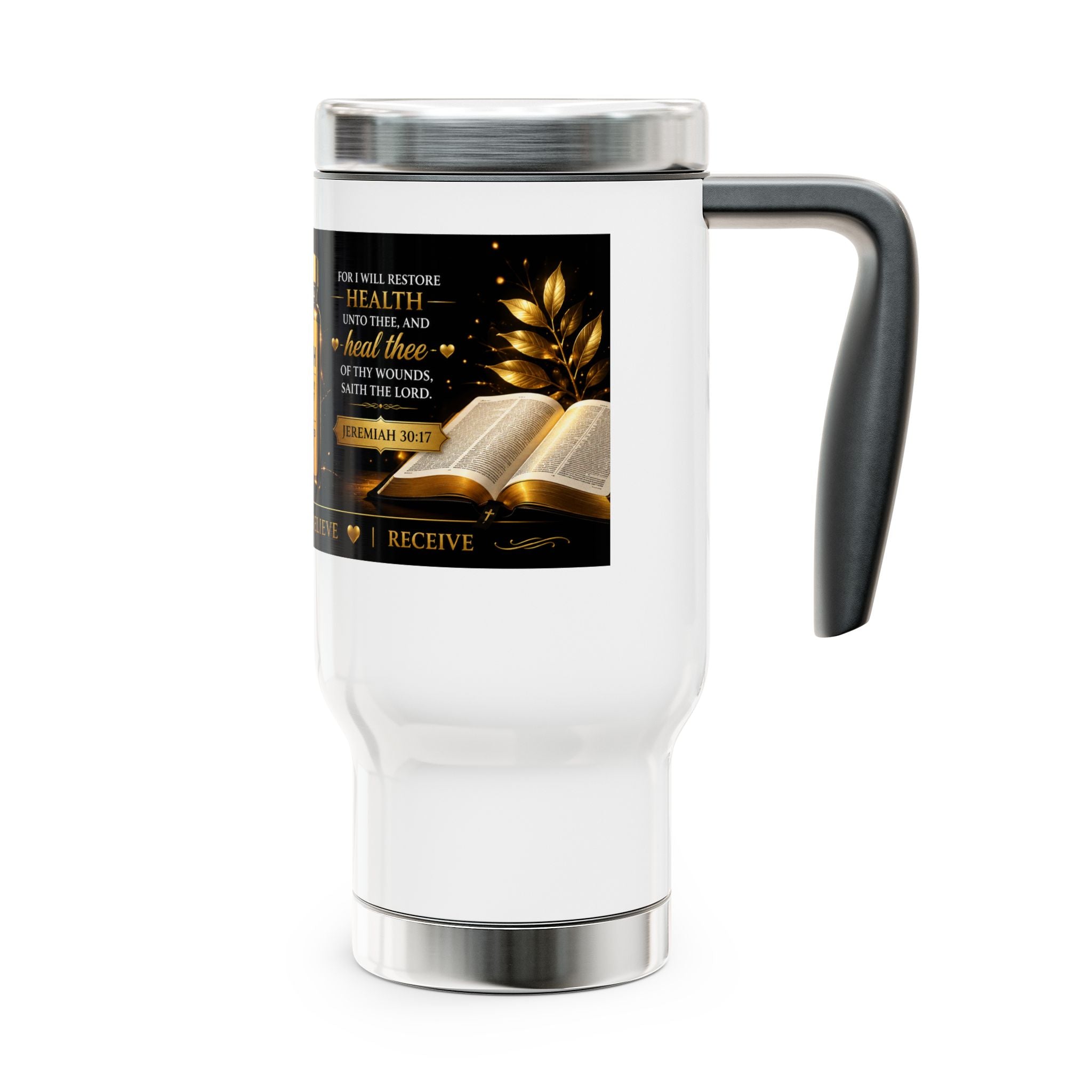 Stainless Steel Travel Mug with Handle, 14oz