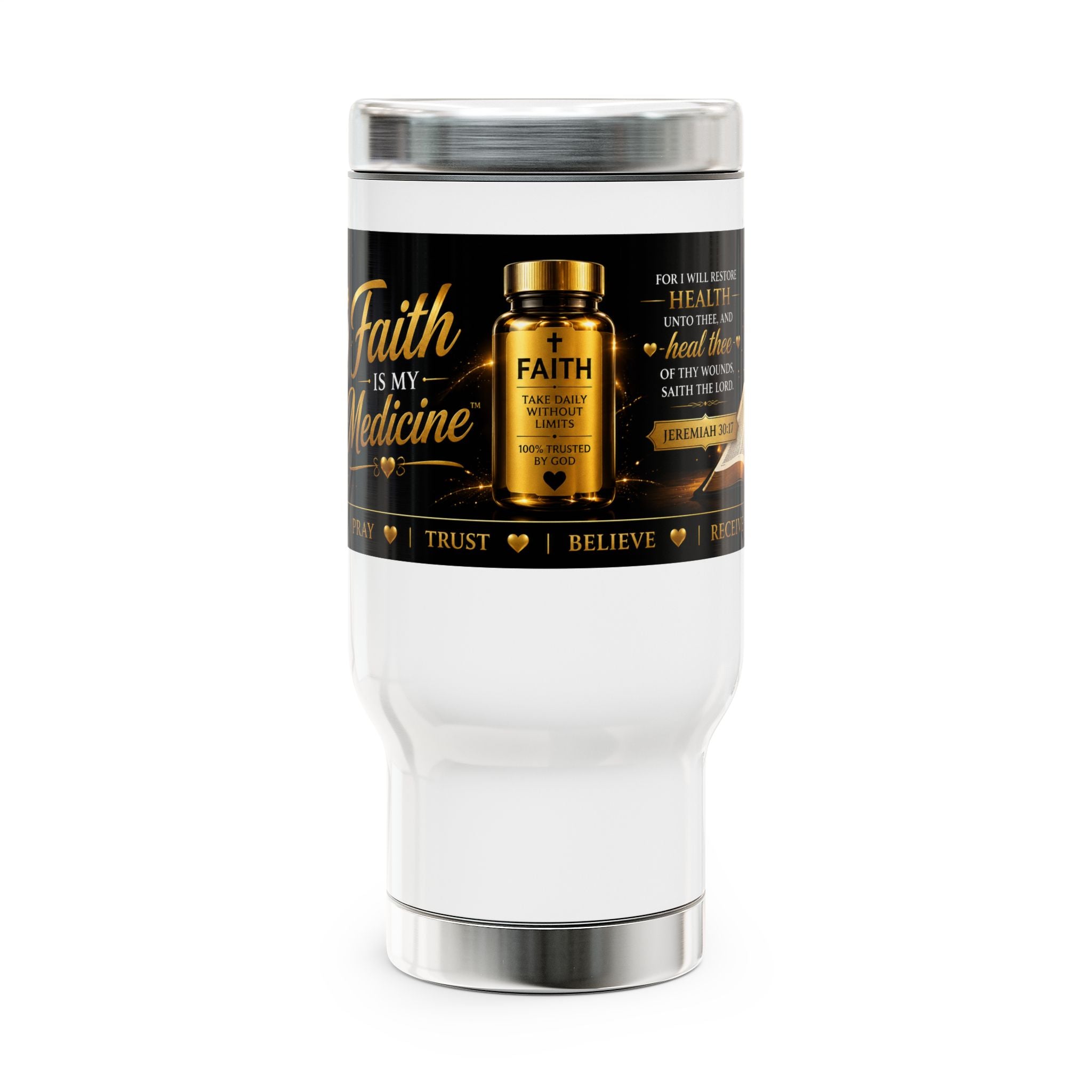 Stainless Steel Travel Mug with Handle, 14oz