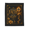 Walk by Faith Christian Plush Blanket – 2 Corinthians 5:7 Inspirational Faith Throw