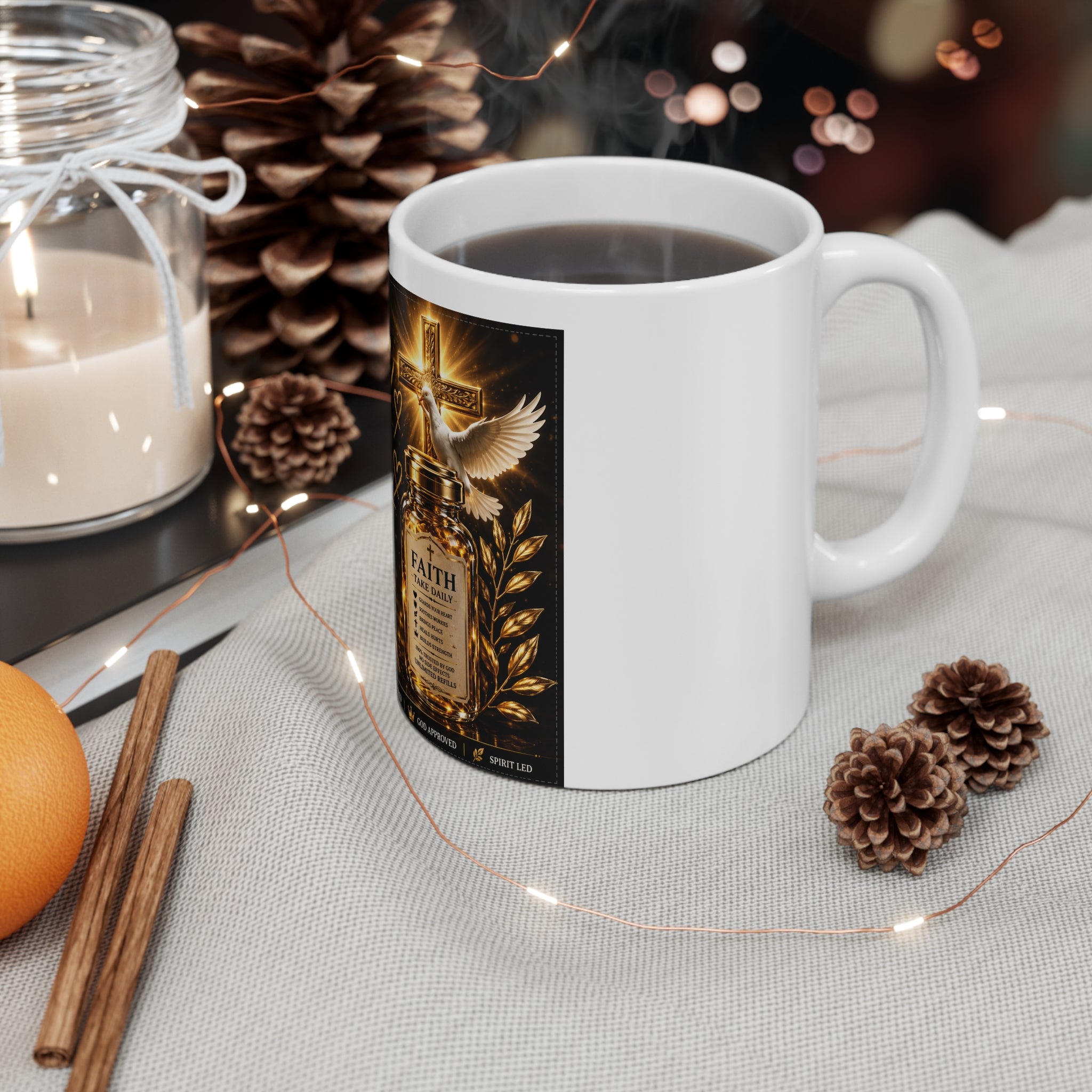 Faith Is My Medicine Mug — Inspirational Christian Coffee Cup (Jeremiah 30:17)